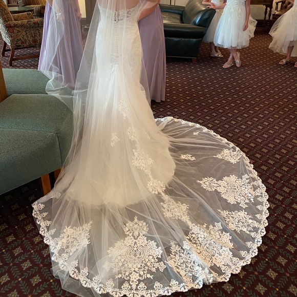 Gorgeous Ivory Wedding Dress w/ floor length veil - Picture 4 of 7